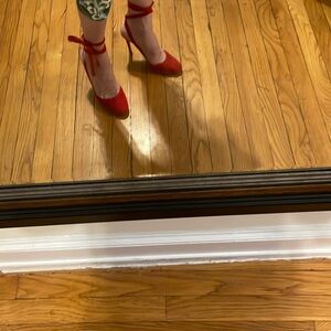 Gianvito Rossi fire red sure new lace up heels